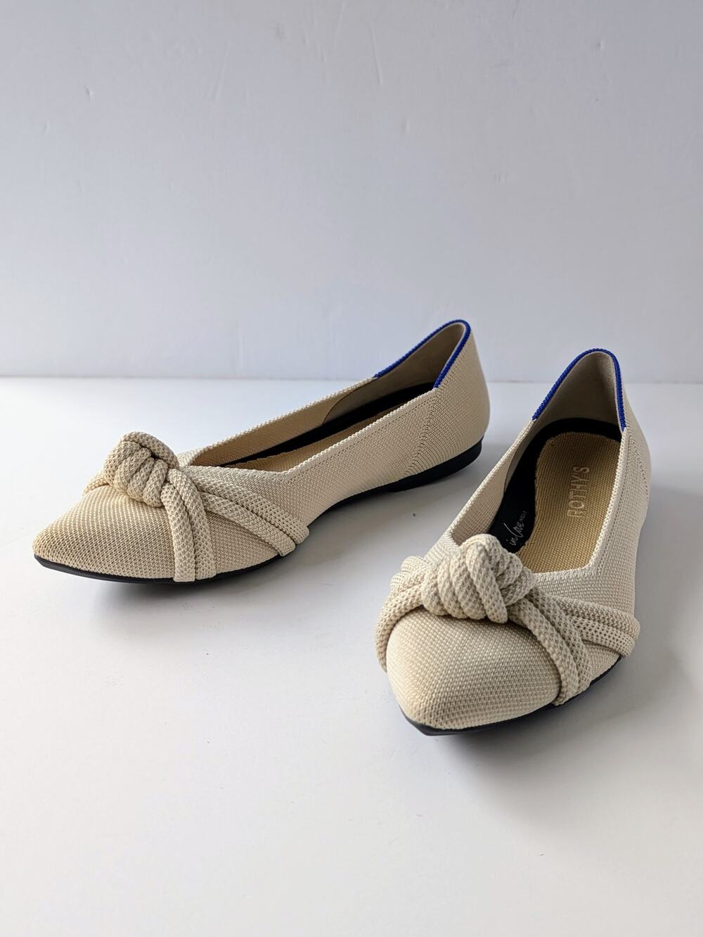 Rothy's The Knot Point II Flats 7 Cream Ivory Pointed Toe Slip On Washable
